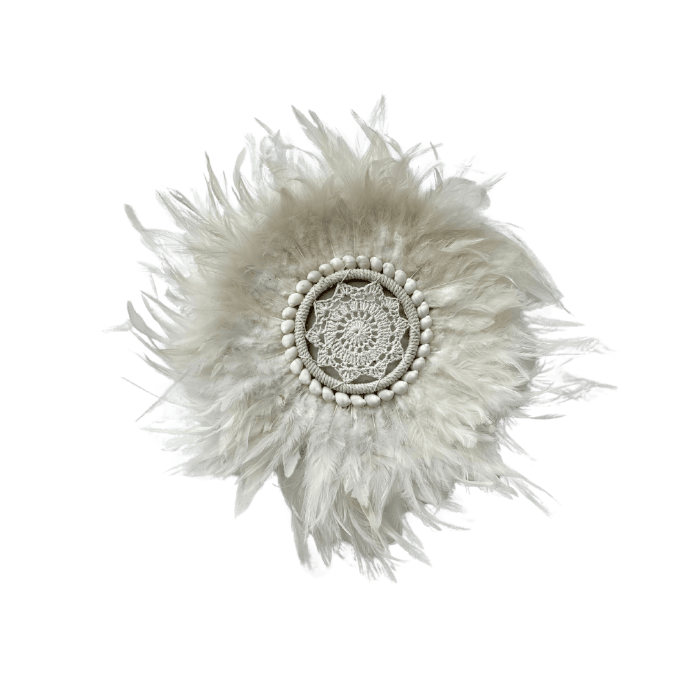 Etherea Fluffy - Jujuhat blanc Plumes et Macramé 30cm
