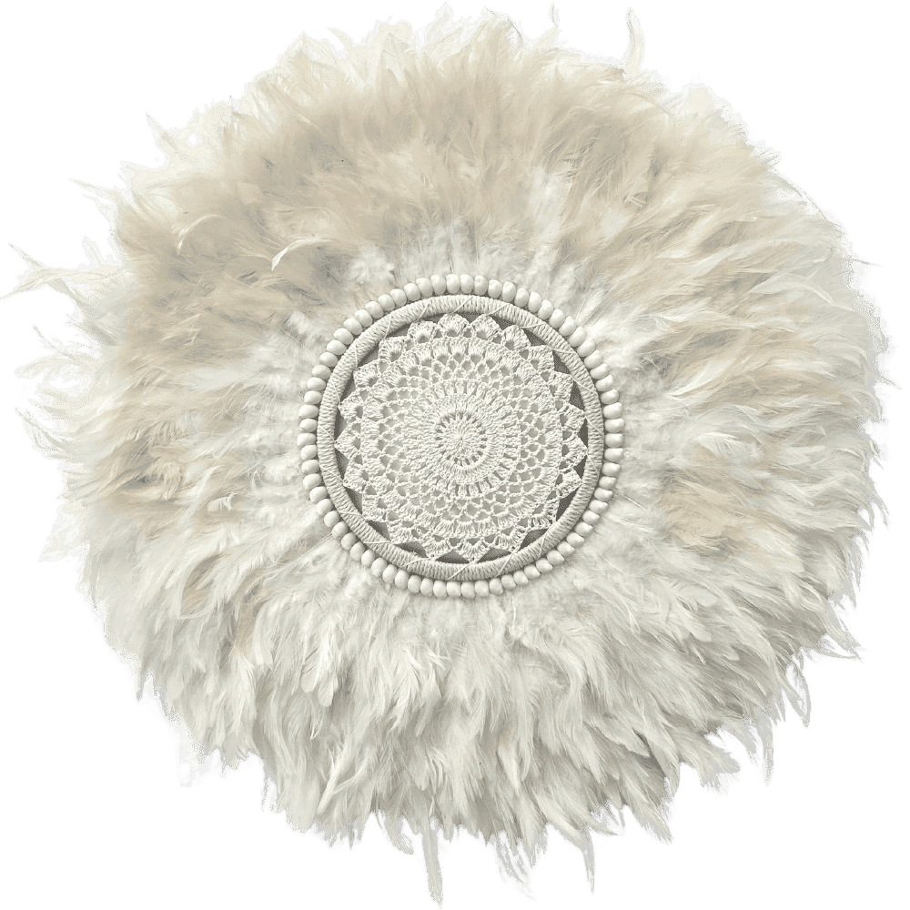 Etherea Fluffy - Jujuhat blanc Plumes et Macramé 60cm