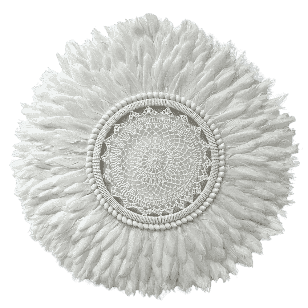 Etherea Classic - Jujuhat blanc Plumes et Macramé 60cm