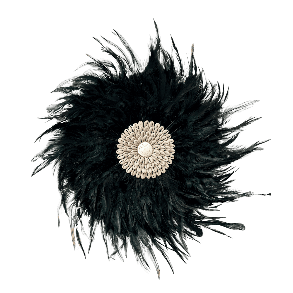 Shella - Jujuhat Plumes noires et Coquillages 30cm