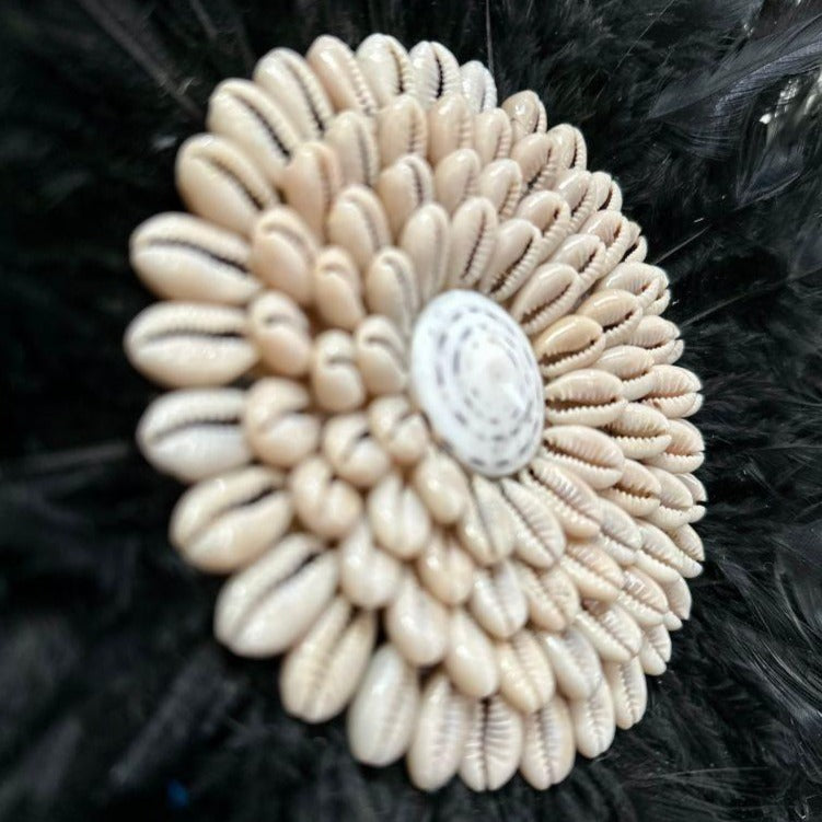 Shella - Jujuhat Plumes noires et Coquillages 30cm - bohobloom.fr