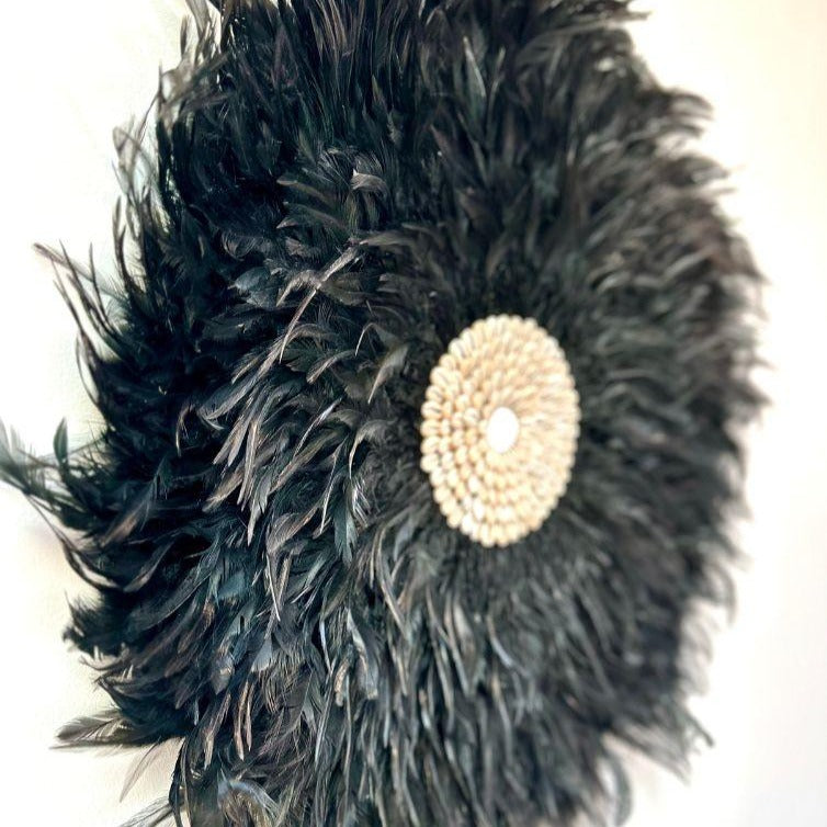 Shella - Jujuhat Plumes noires et Coquillages 60cm - bohobloom.fr