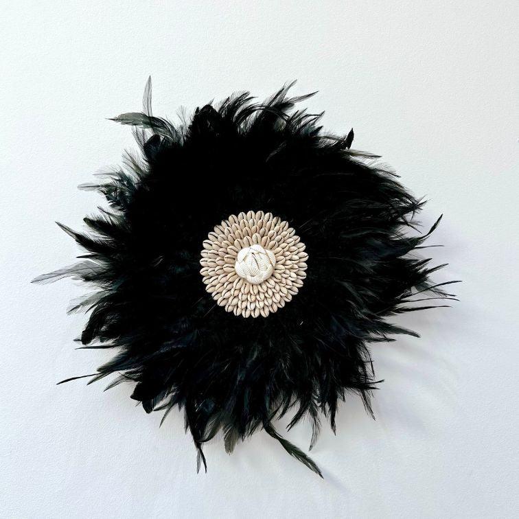 Shelly - Jujuhat Plumes noires et Coquillages 30cm - bohobloom.fr