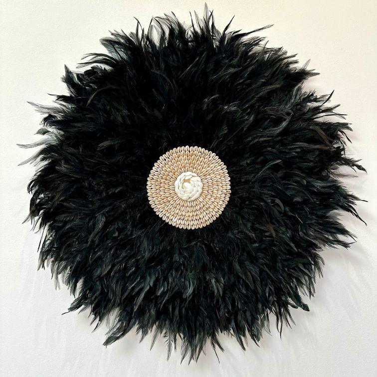 Shelly - Jujuhat Plumes noires et Coquillages 60cm - bohobloom.fr