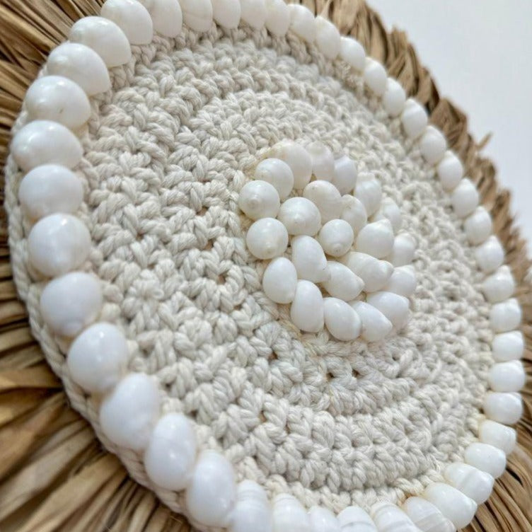 Bohy - Jujuhat Paille, Coquillages et Macramé 30cm - bohobloom.fr