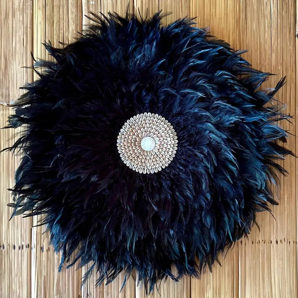 Shella - Jujuhat Plumes noires et Coquillages 60cm