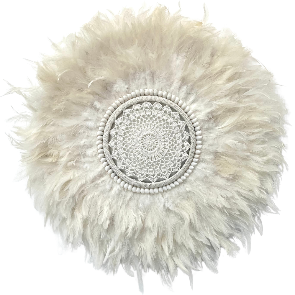 Etherea Fluffy - Jujuhat blanc Plumes et Macramé 60cm