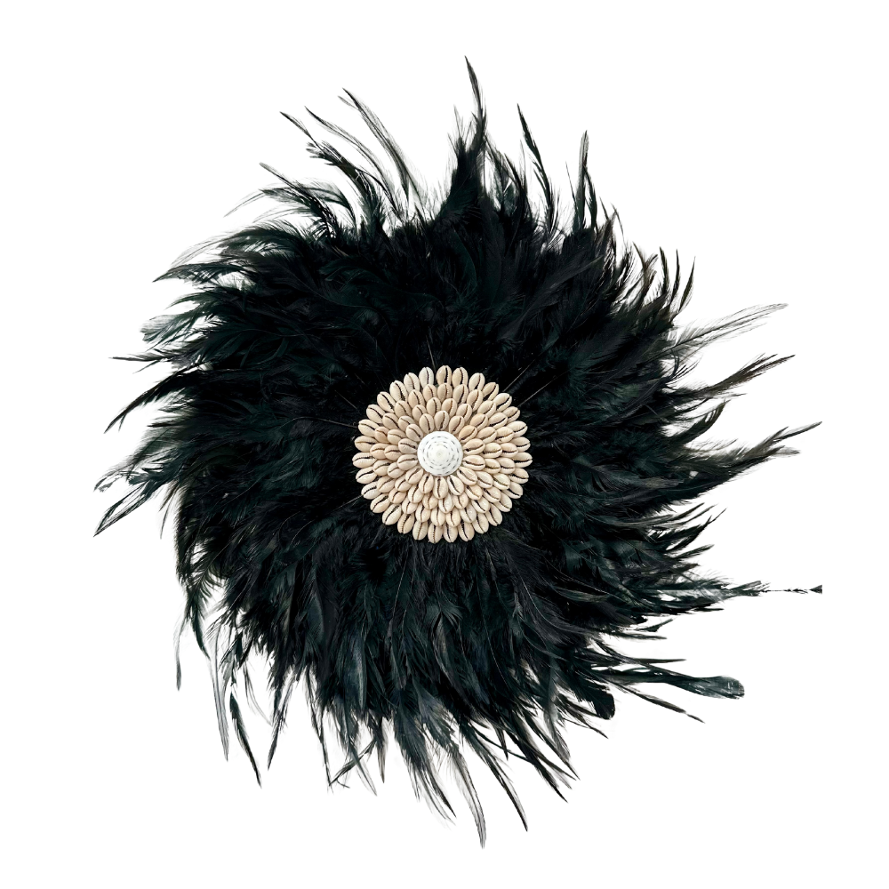 Shella - Jujuhat Plumes noires et Coquillages 30cm