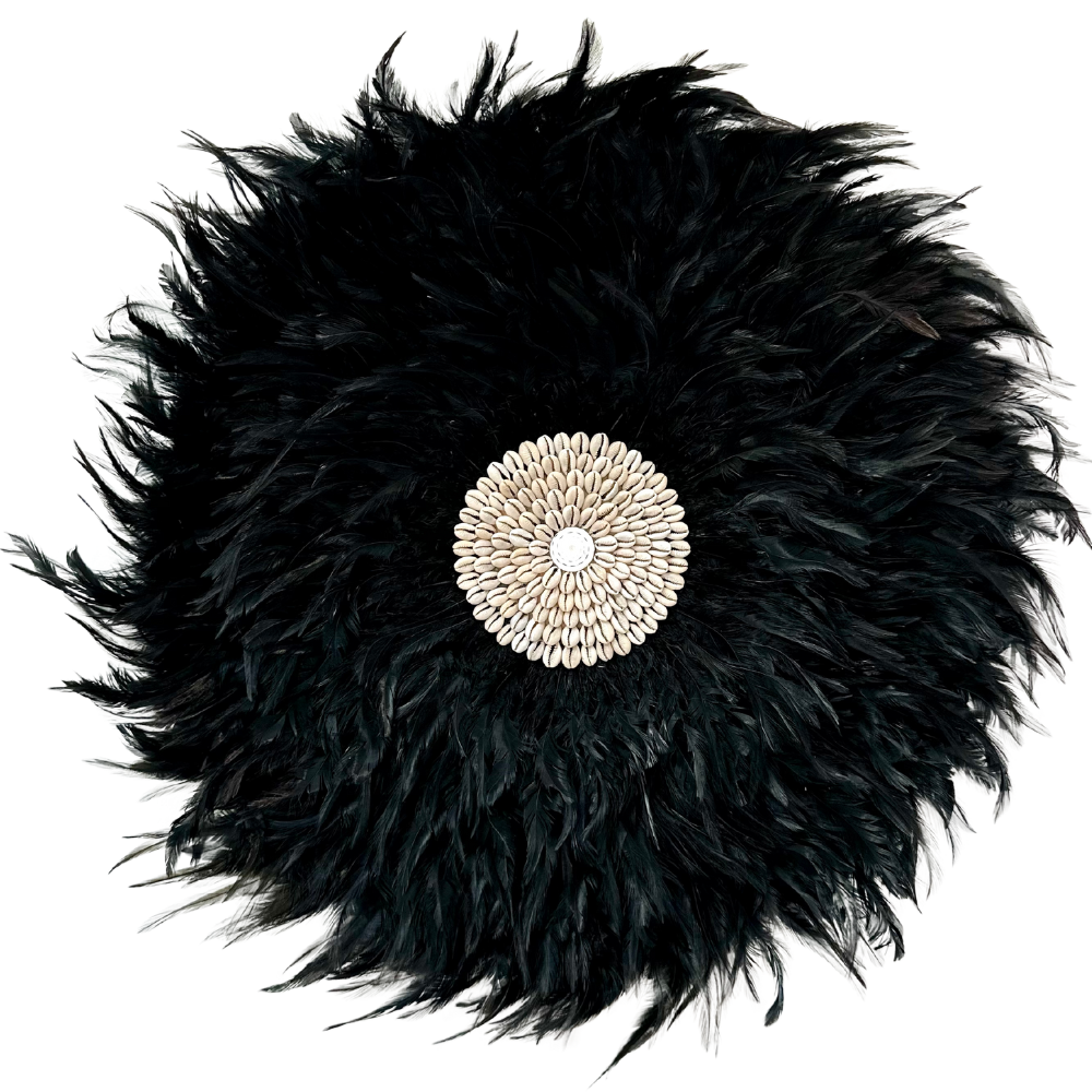 Shella - Jujuhat Plumes noires et Coquillages 60cm