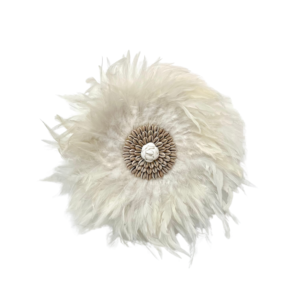 Shelli - Jujuhat blanc Plumes et Coquillages 30cm