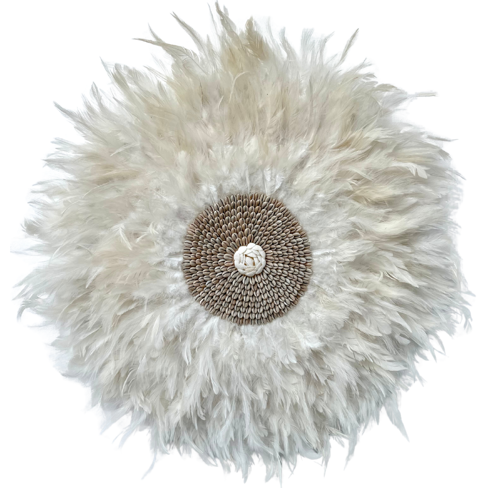 Shelli - Jujuhat blanc Plumes et Coquillages 60cm