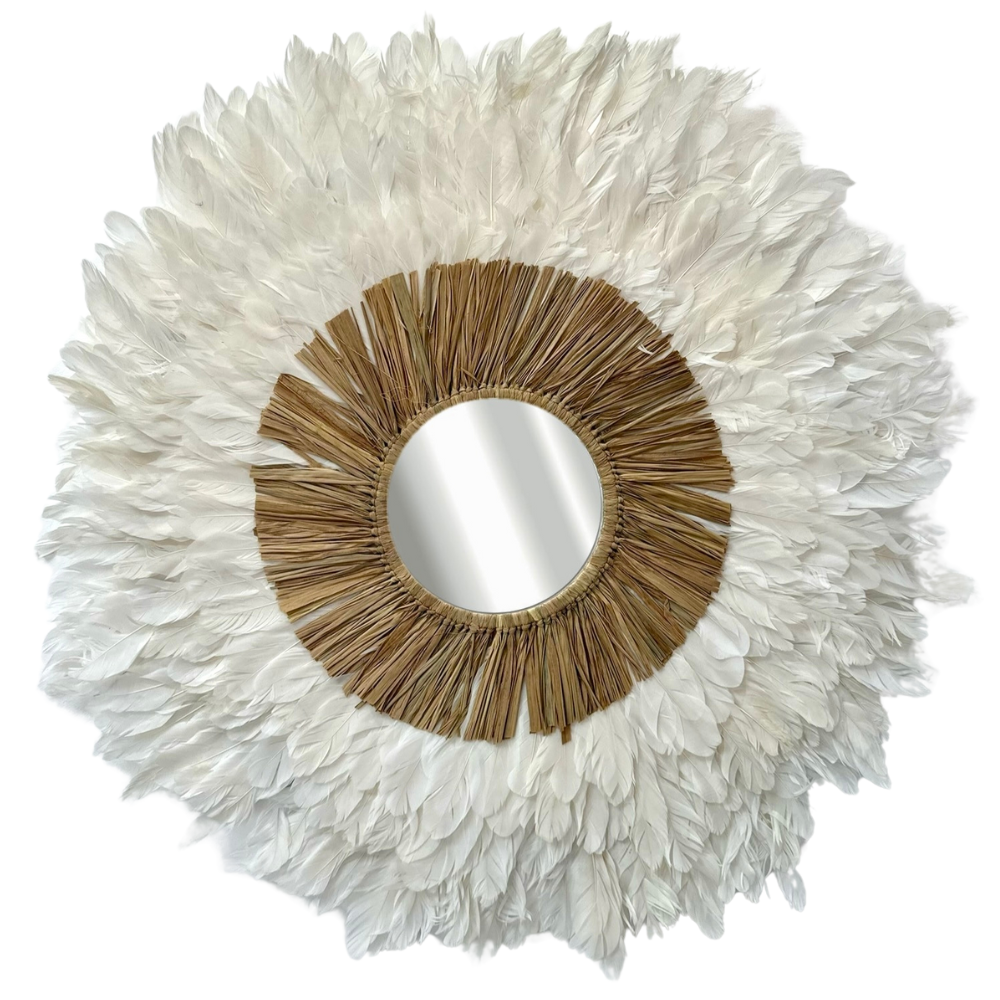 Vogue - Jujuhat White Feathers, Rope & Miroir 60cm