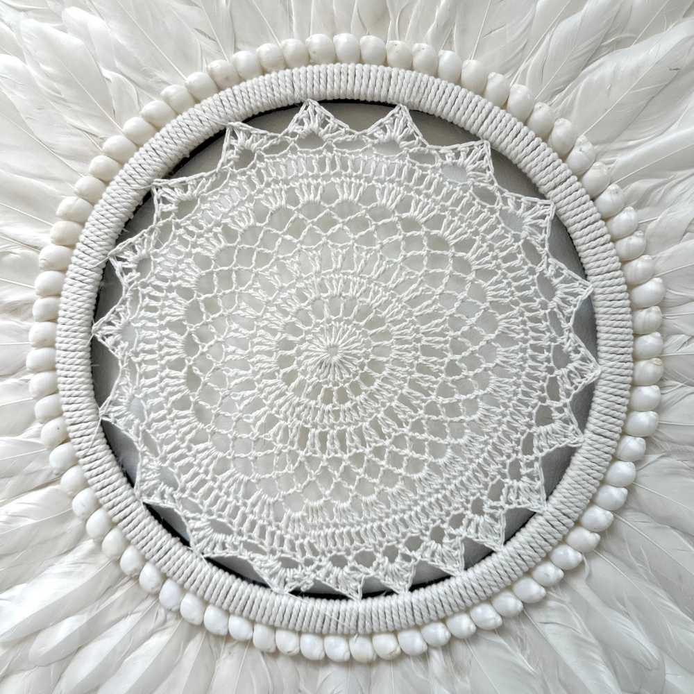 Etherea Classic - Jujuhat blanc Plumes et Macramé 60cm