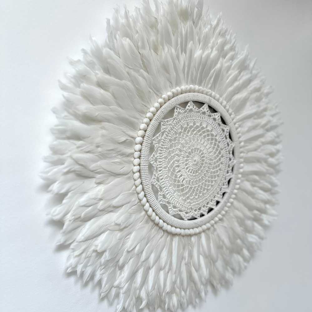 Etherea Classic - Jujuhat blanc Plumes et Macramé 60cm