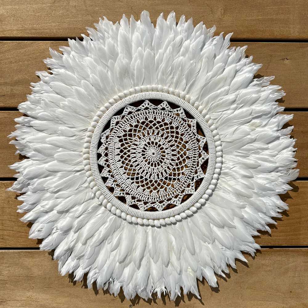 Etherea Classic - Jujuhat blanc Plumes et Macramé 60cm