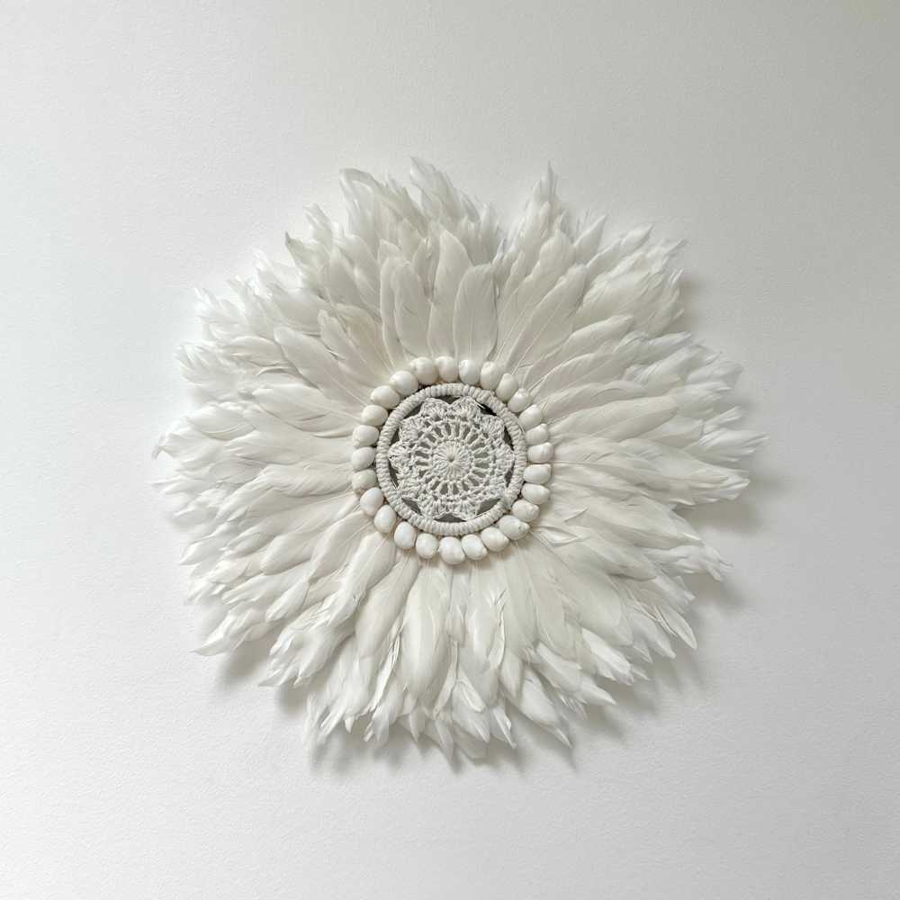 Etherea Classic - Jujuhat blanc Plumes et Macramé 30cm