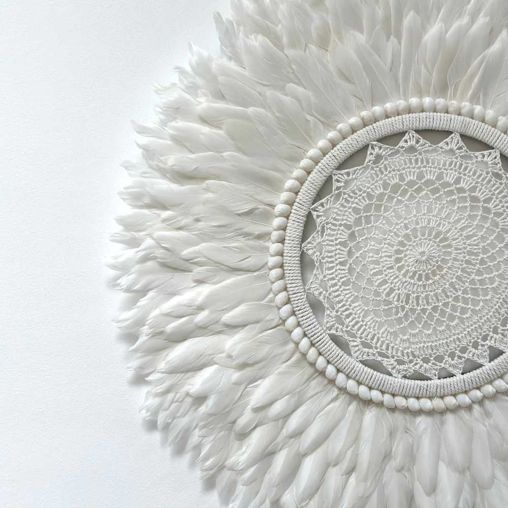 Etherea Classic - Jujuhat blanc Plumes et Macramé 60cm